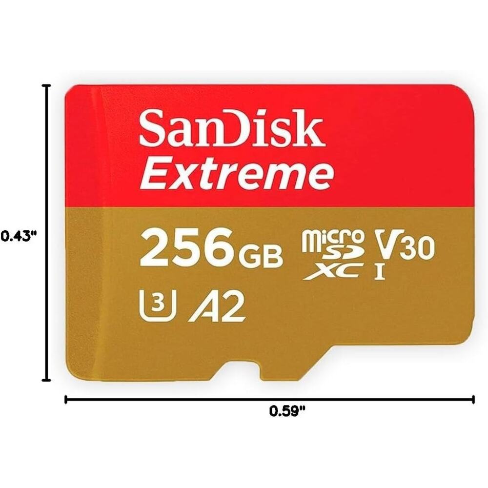 NWT SanDisk 256GB Extreme microSDXC UHS-I Memory Card with Adapter, Up to 190MB